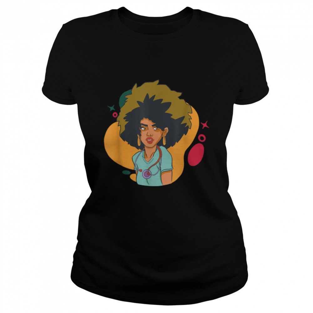 Black Nurse Uniform Face Mask Afro African Women Funny Gift T- B0B1BRCBCM Classic Women's T-shirt