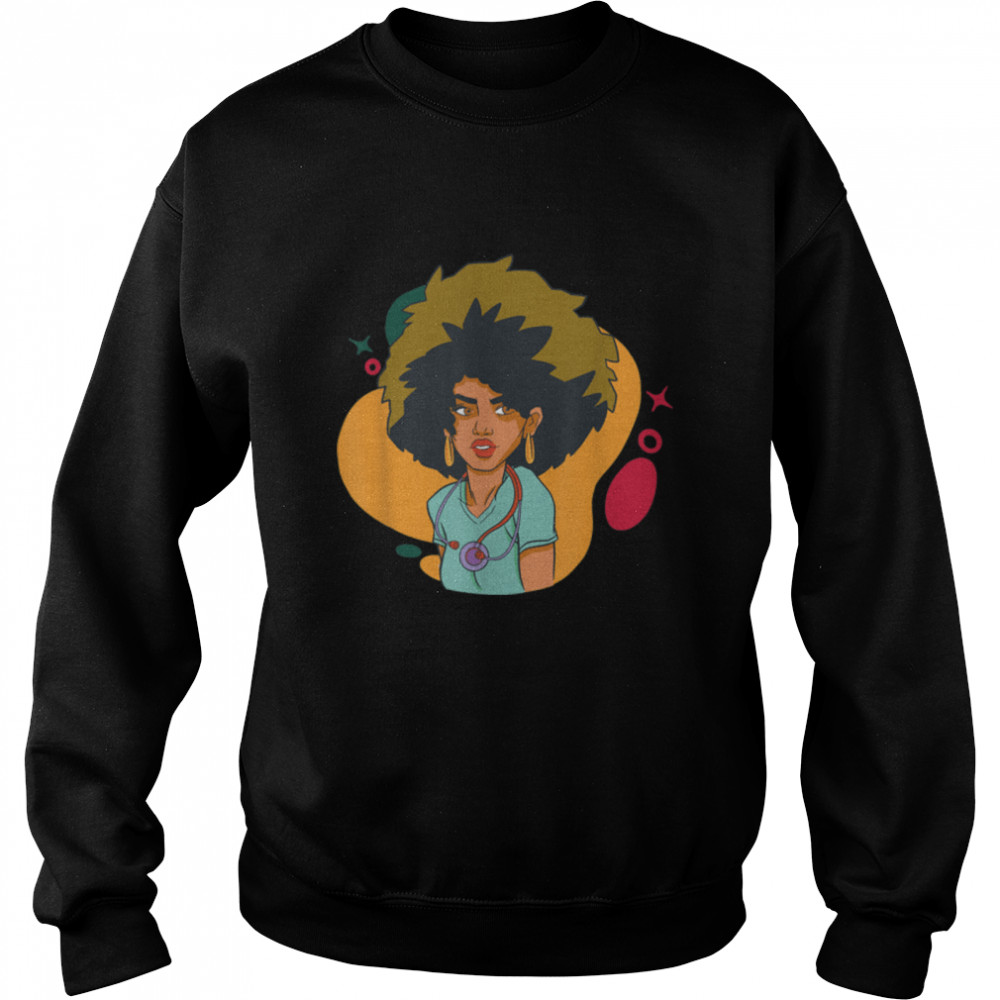 Black Nurse Uniform Face Mask Afro African Women Funny Gift T- B0B1BRCBCM Unisex Sweatshirt