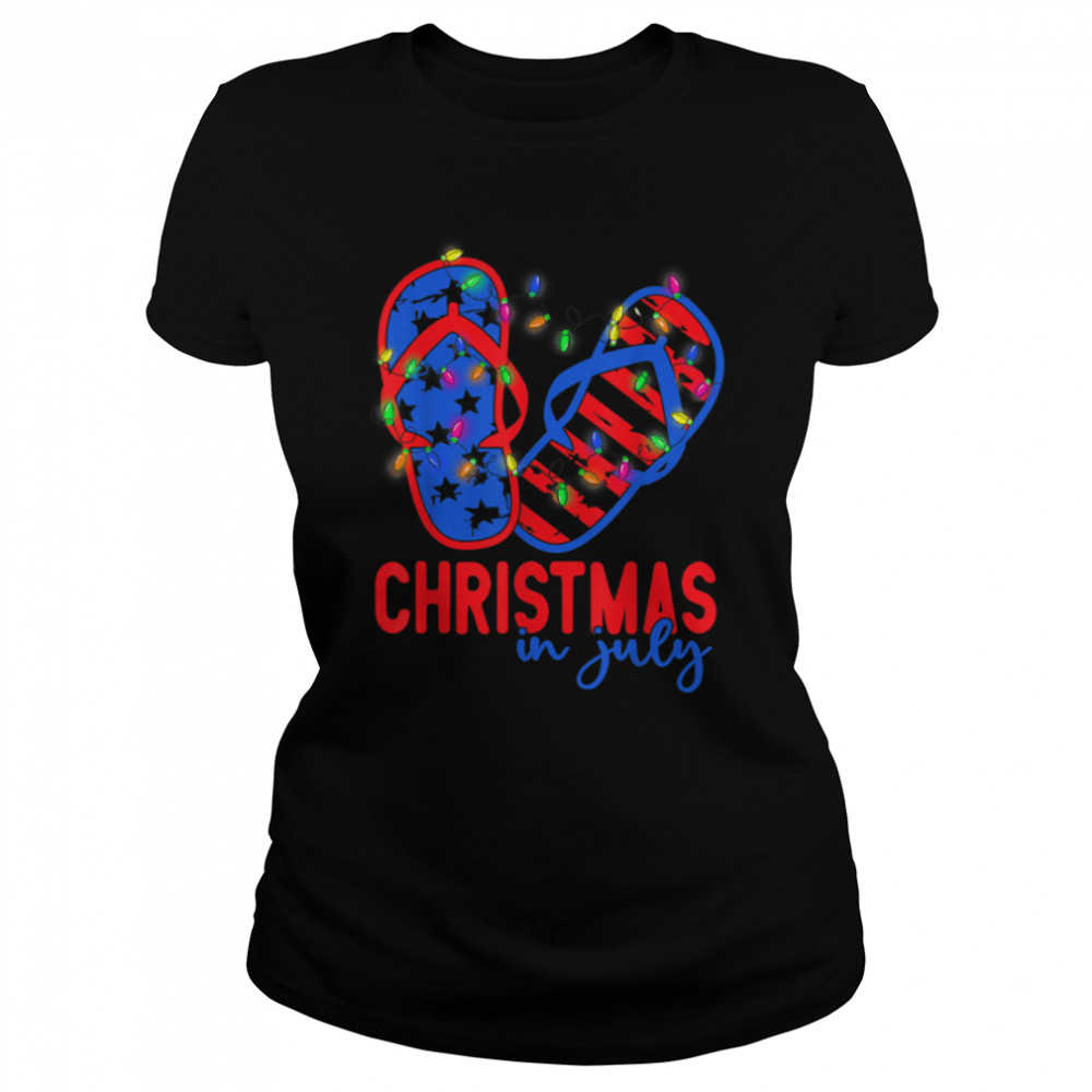 Summer Christmas In July Sandal 4th Of July American Flag T- B0B1BQT3RC Classic Women's T-shirt