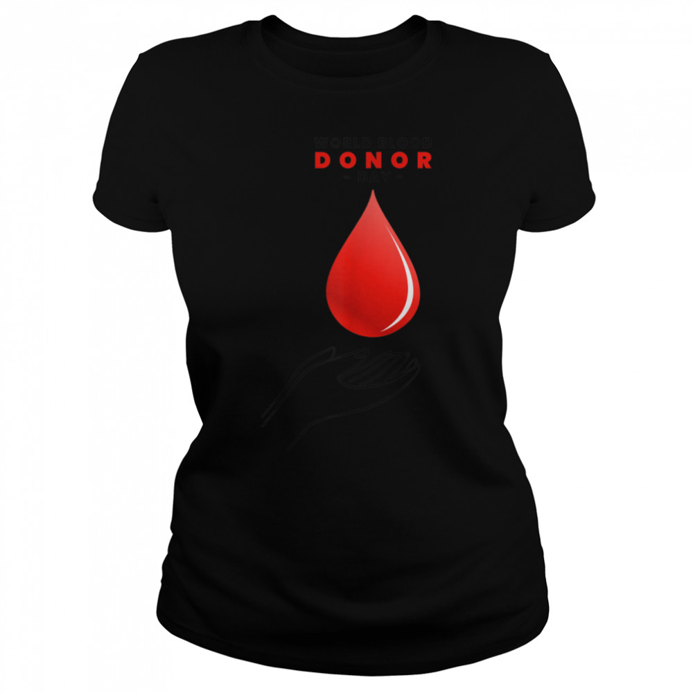 World Blood Donor Day Phlebotomy Heartbeat Type Phlebotomist T- B0B1BR1MB5 Classic Women's T-shirt