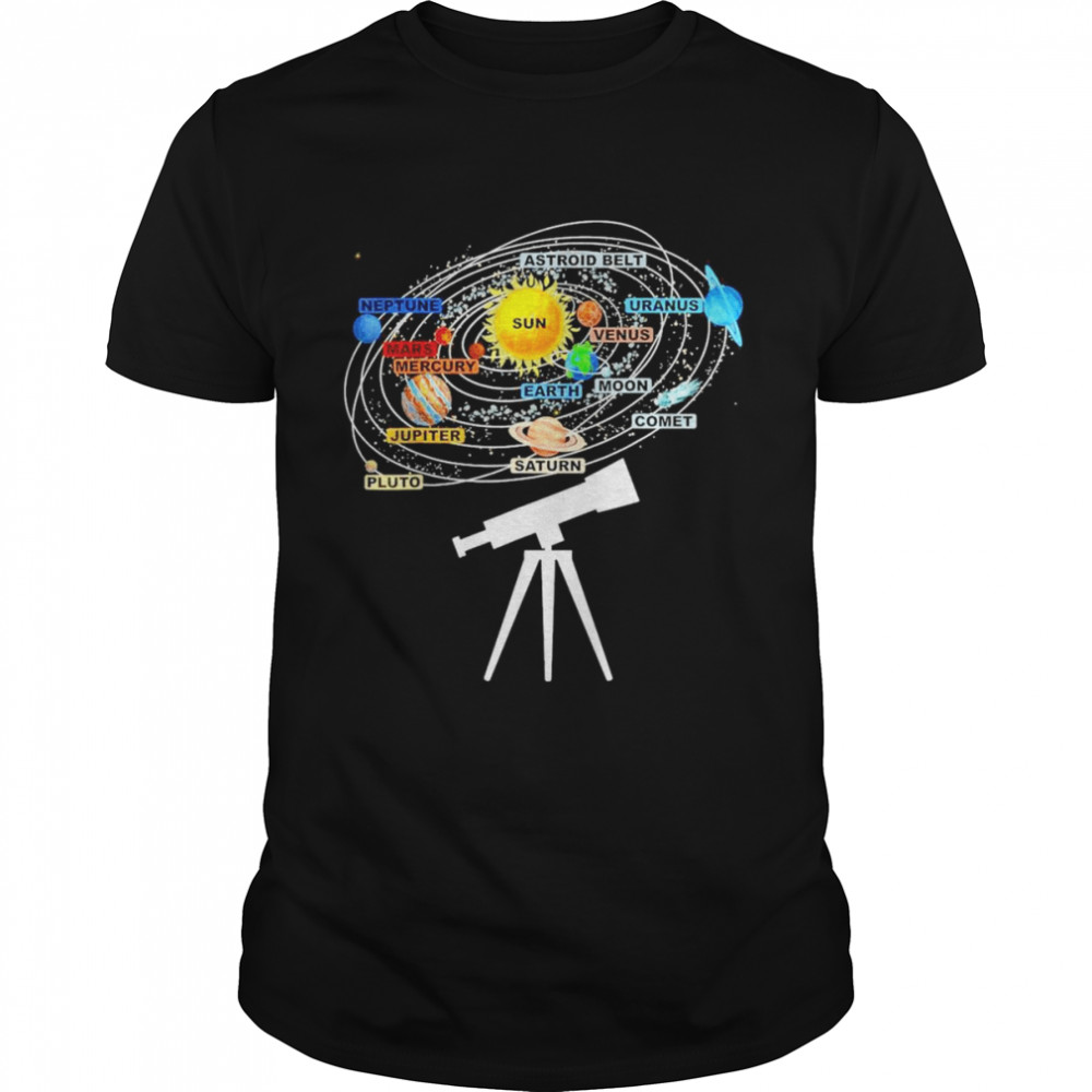 Solar System Planets Astronomy Space Science Telescope  Classic Men's T-shirt