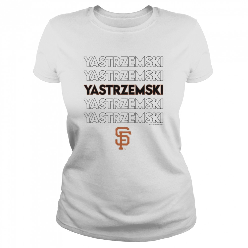 TinyTurnip San Francisco Giants Mike Yastrzemski Stacked Black Short Sleeve Jalynne Jersey Women's Medium