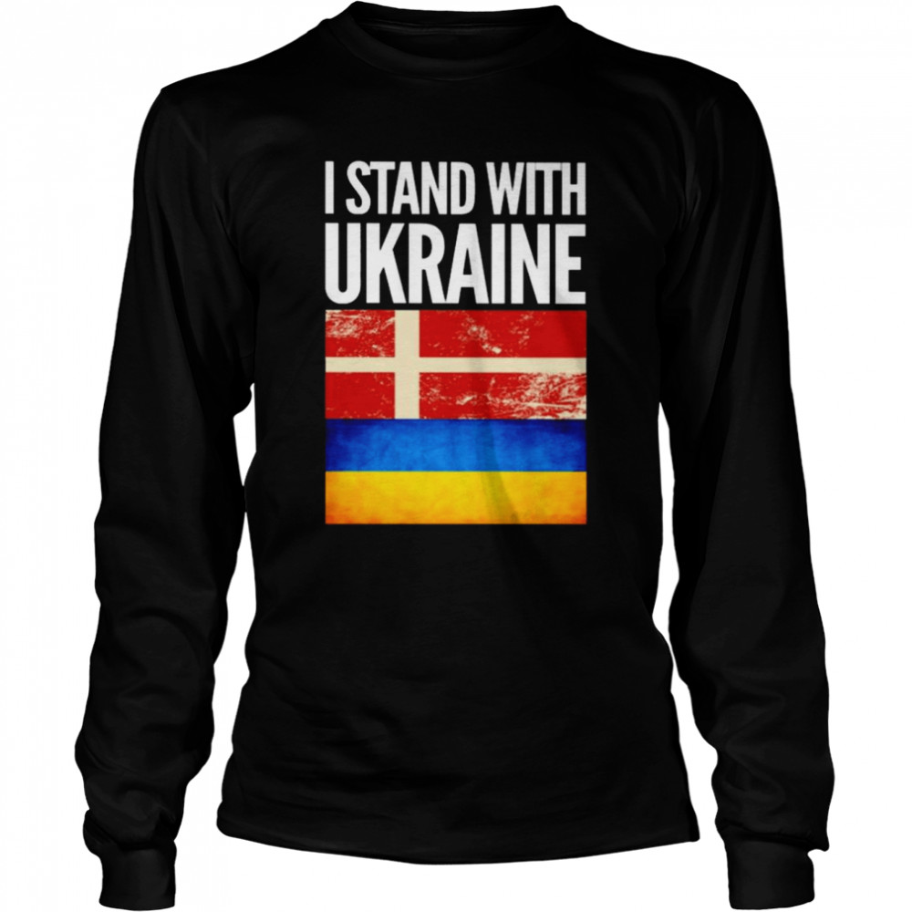 I Stand with Ukraine and Denmark Flag Long Sleeved T-shirt