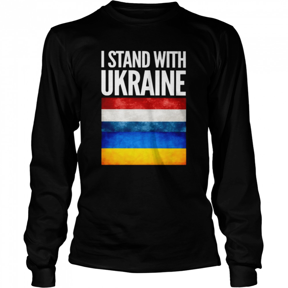 I Stand with Ukraine and Netherlands Flag Long Sleeved T-shirt