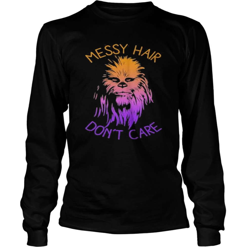 Junior’s Star Wars Messy Hair Don’t Care Chewie Graphic Ron Howard T- Long Sleeved T-shirt