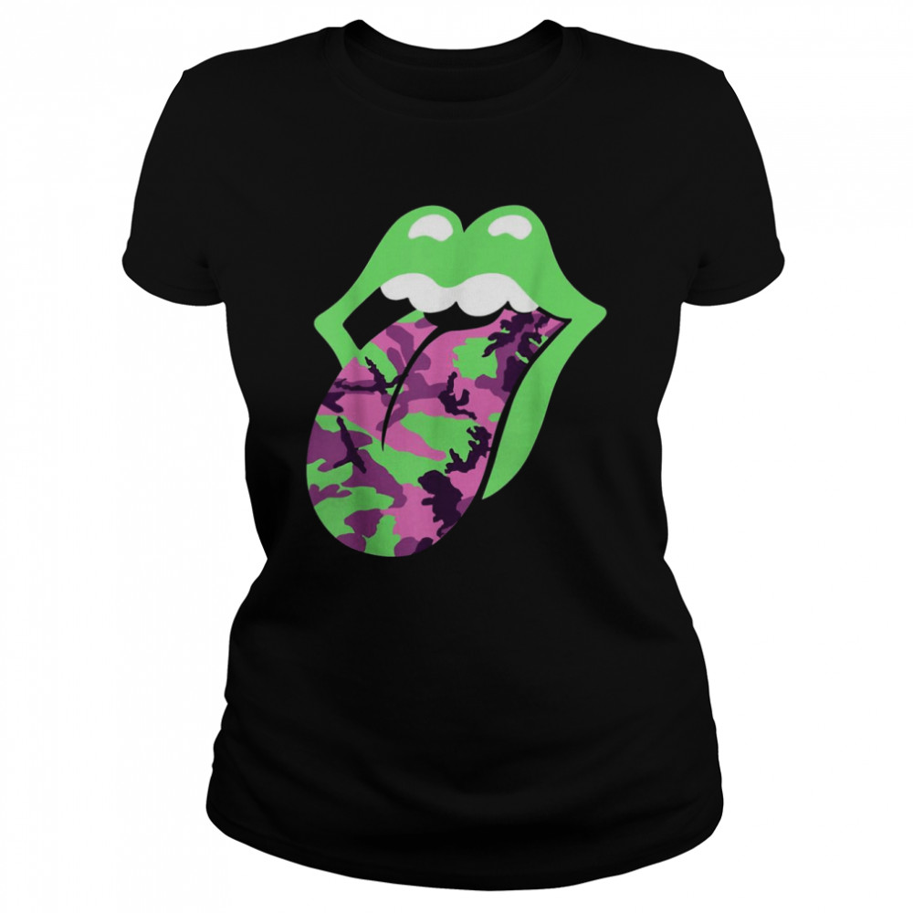 Rolling Stones Pink Camo Tongue Classic Women's T-shirt