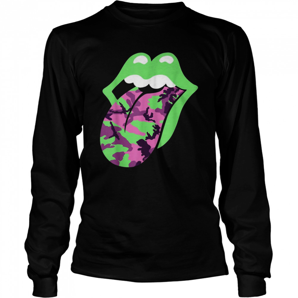 Rolling Stones Pink Camo Tongue Long Sleeved T-shirt