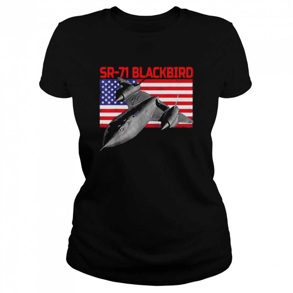 Sr-71 blackbird in action and patriotic American flag shirt Classic Women's T-shirt