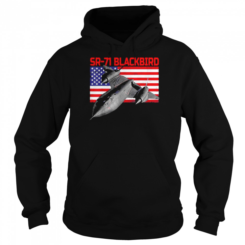 Sr-71 blackbird in action and patriotic American flag shirt Unisex Hoodie