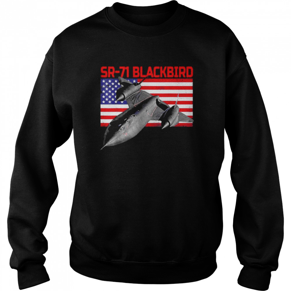 Sr-71 blackbird in action and patriotic American flag shirt Unisex Sweatshirt