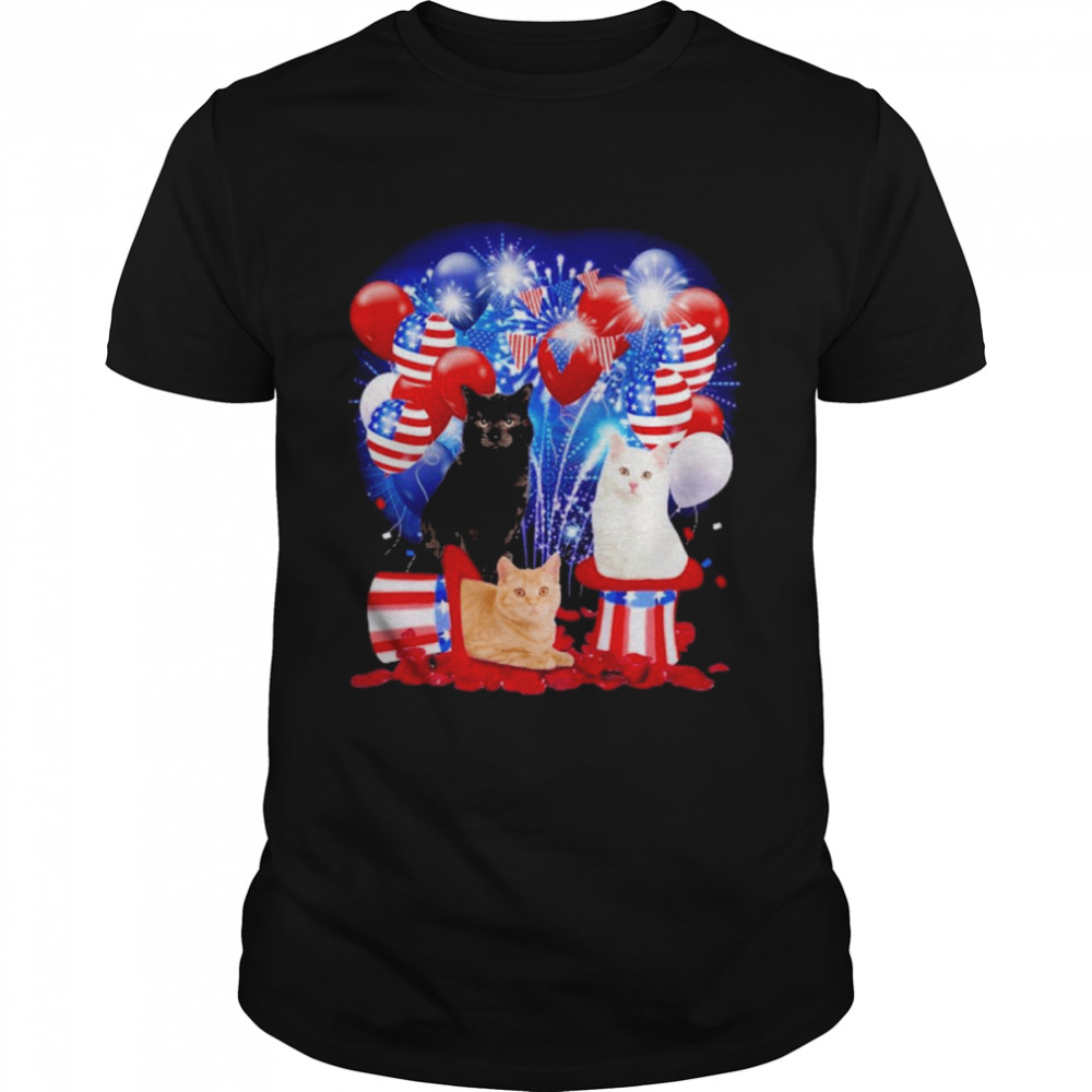 Cats Balloons Fireworks  Classic Men's T-shirt