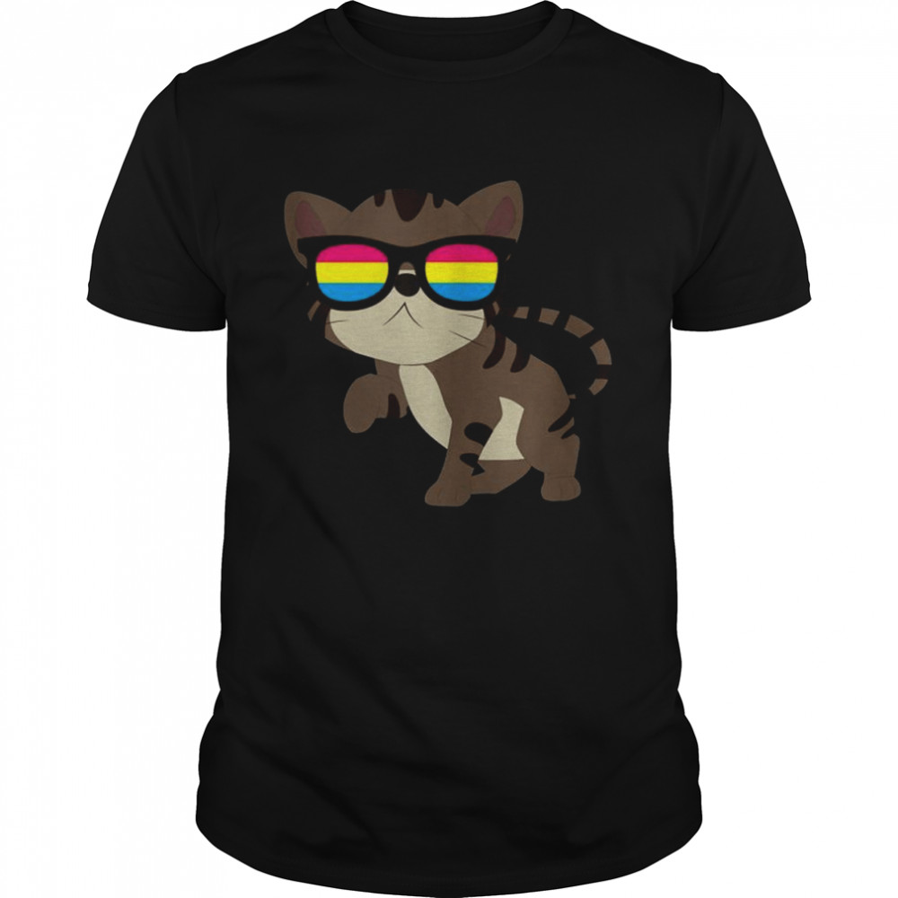 Pansexuality Flag Pan Pride Sunglasses Cat LGBT Pansexual Tank Top  Classic Men's T-shirt