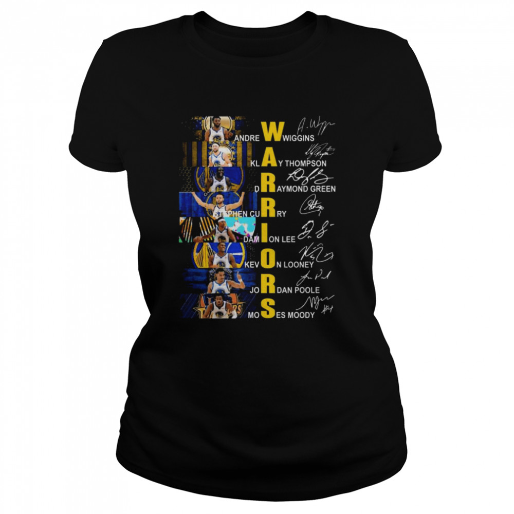 The Warriors Andrew Wiggins and Klay Thompson and Draymond Green signatures shirt Classic Women's T-shirt