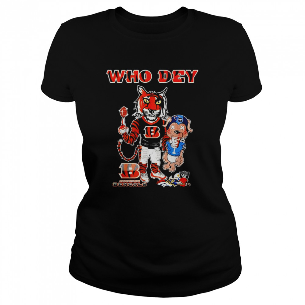 Cartoon Cincinnati Bengals Who Dey vs Tennessee Titans Champions 2022 shirt Classic Women's T-shirt