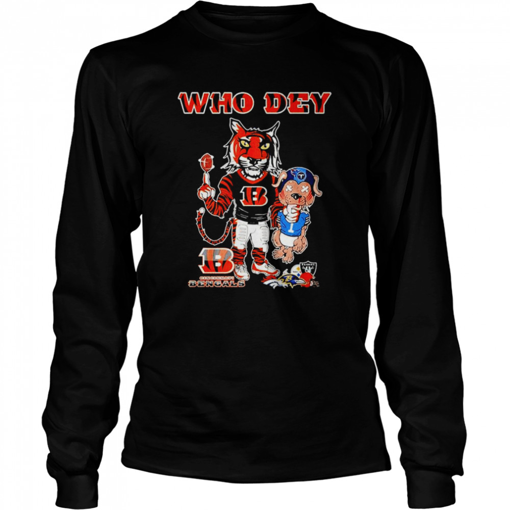 Cartoon Cincinnati Bengals Who Dey vs Tennessee Titans Champions 2022 shirt Long Sleeved T-shirt