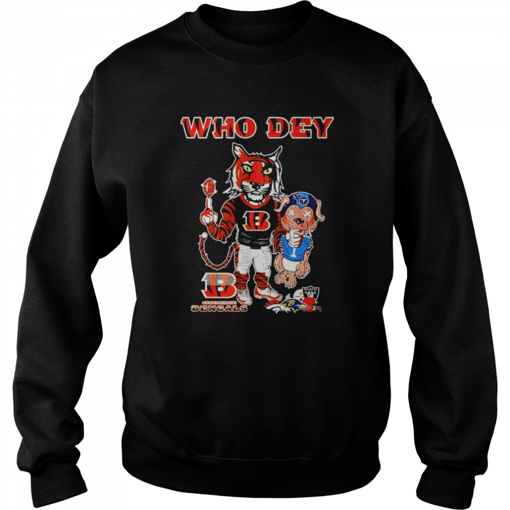 Cartoon Cincinnati Bengals Who Dey vs Tennessee Titans Champions 2022 shirt Unisex Sweatshirt