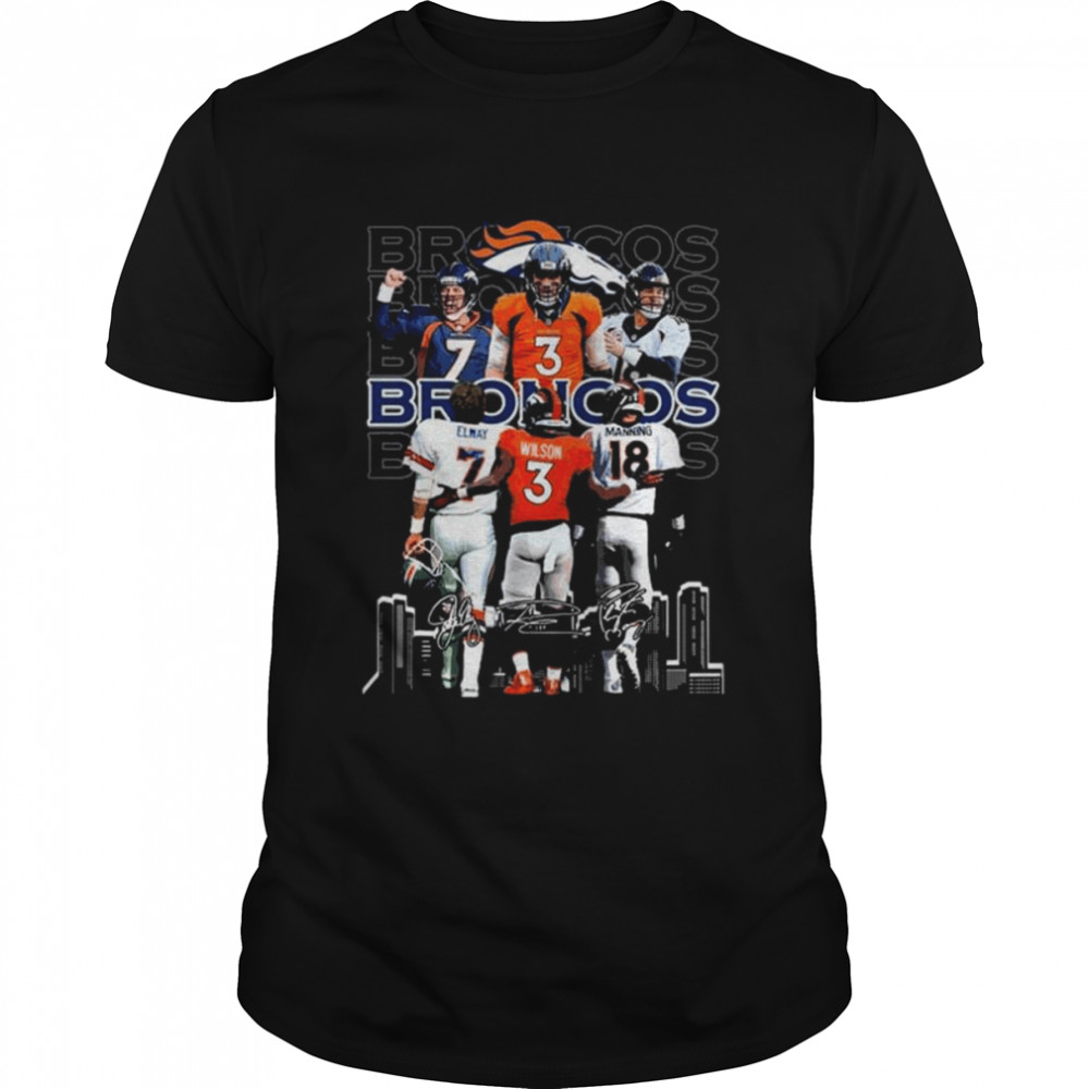 Denver broncos john elway russell wilson and peyton manning signatures shirt Classic Men's T-shirt