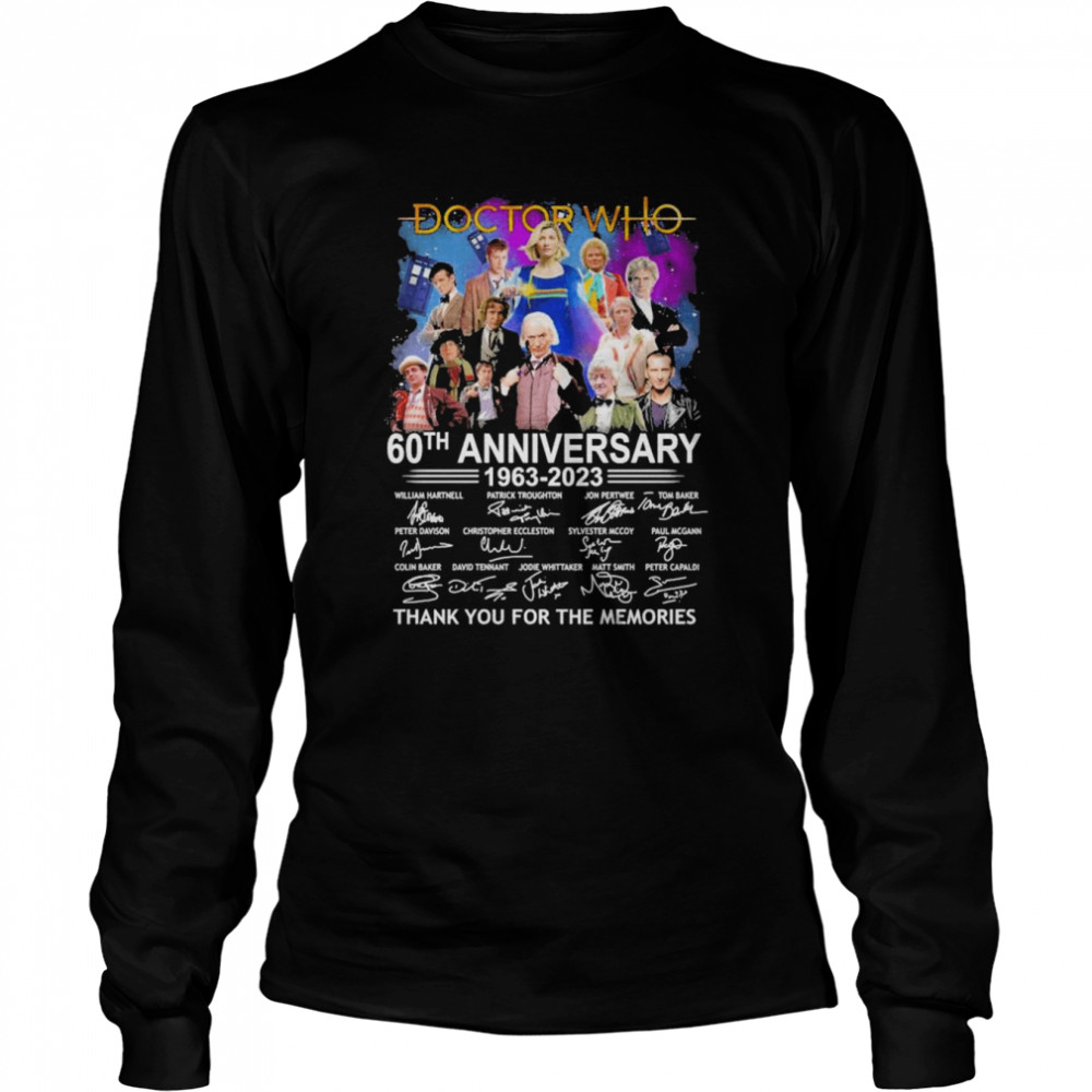 Doctor Who 60th Anniversary 1963 2023 Signatures Thank You For The Memories Long Sleeved T-shirt