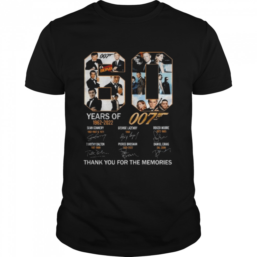 James Bond 007 60 years of 1962 2022 thank you for the memories signatures shirt Classic Men's T-shirt