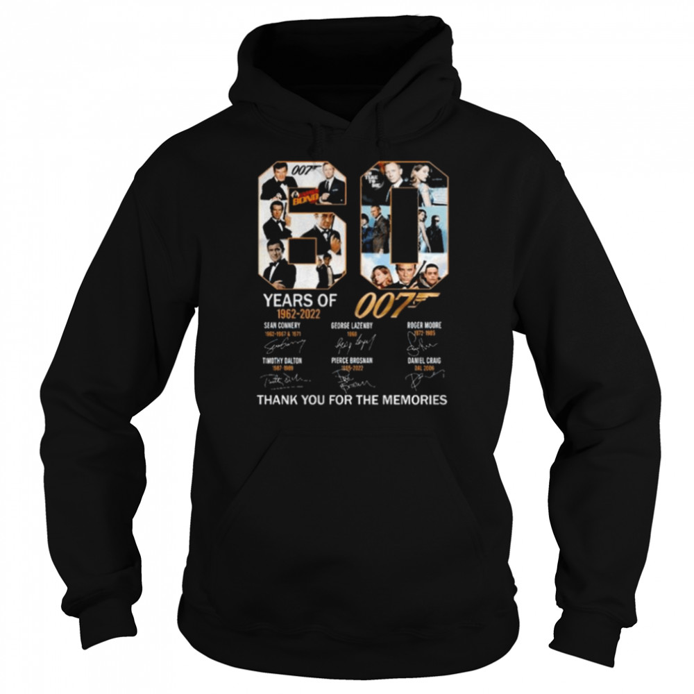 James Bond 007 60 years of 1962 2022 thank you for the memories signatures shirt Unisex Hoodie