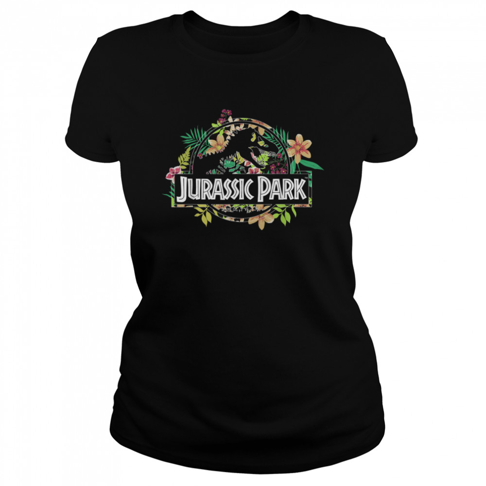 Jurassic Park Floral Tropical Fossil Logo Graphic T- Classic Women's T-shirt