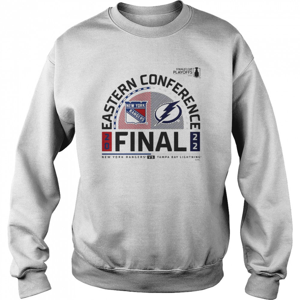 New York Rangers vs. Tampa Bay Lightning 2022 Stanley Cup Playoffs Eastern Conference Finals Matchup T- Unisex Sweatshirt