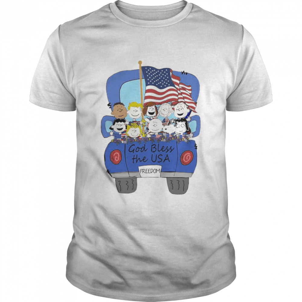 The Peanuts Characters God Bless The USA freedom 4th of July Classic Men's T-shirt