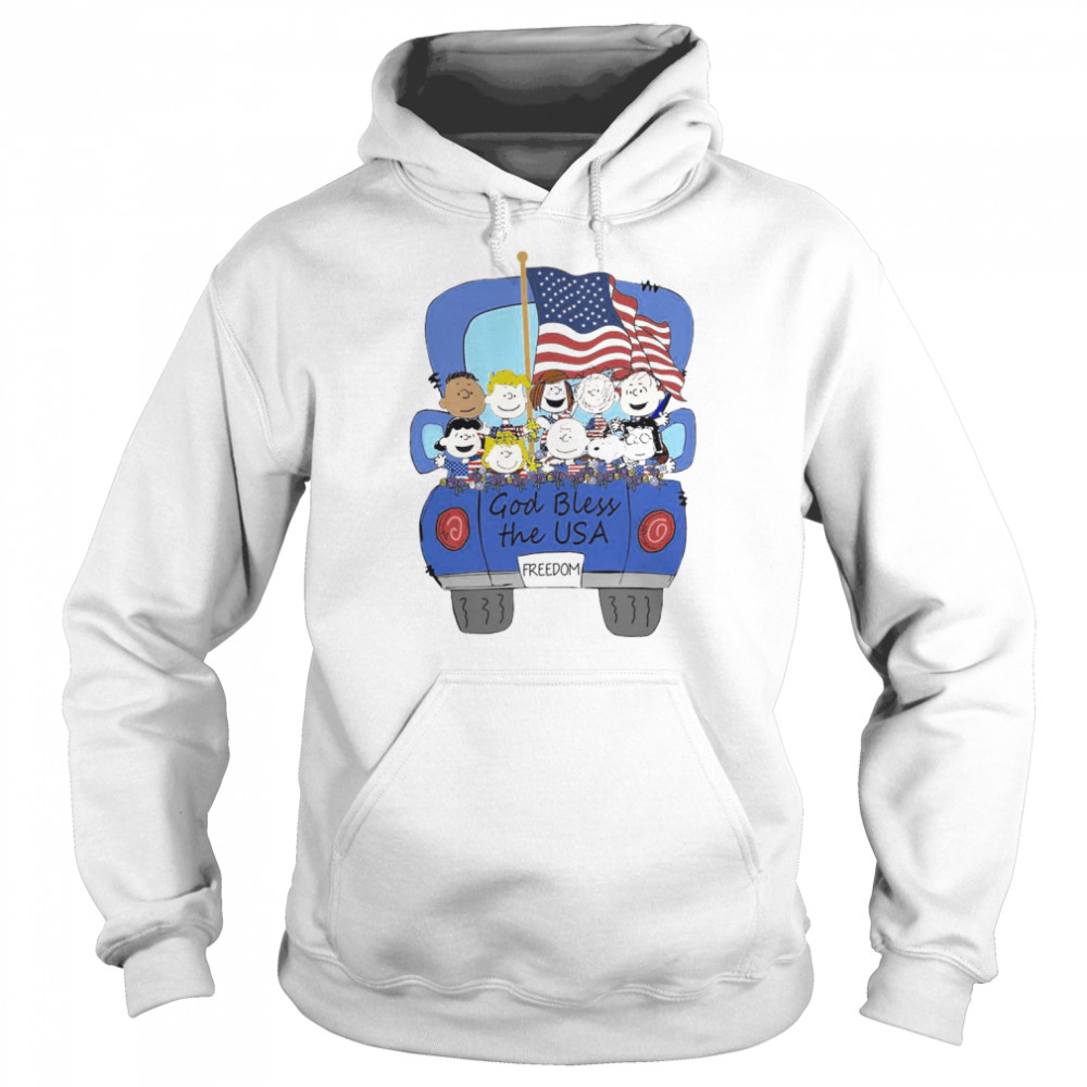 The Peanuts Characters God Bless The USA freedom 4th of July Unisex Hoodie