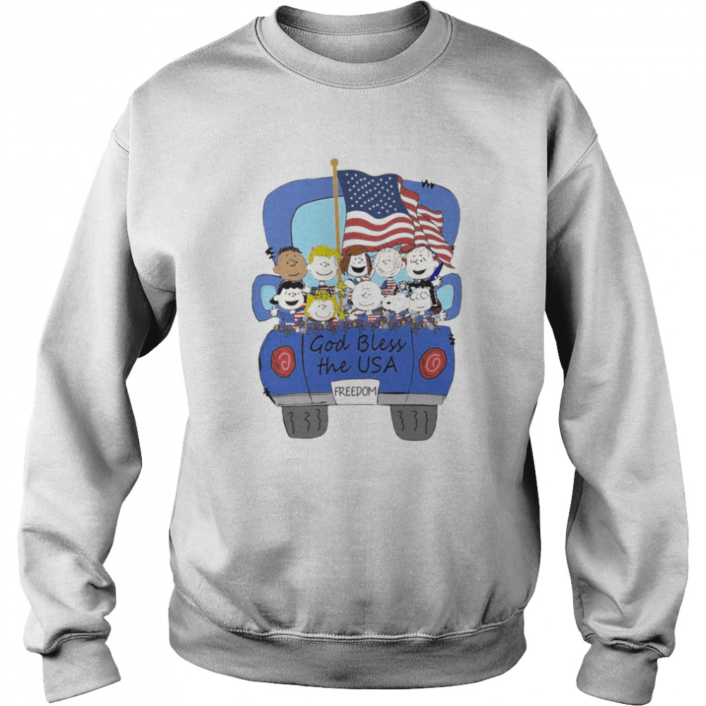 The Peanuts Characters God Bless The USA freedom 4th of July Unisex Sweatshirt