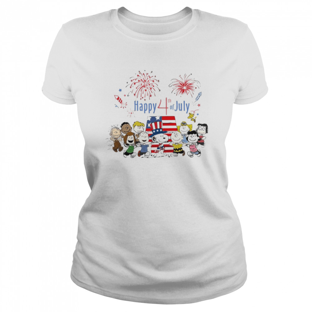 The Peanuts Characters Happy 4th of July America Classic Women's T-shirt