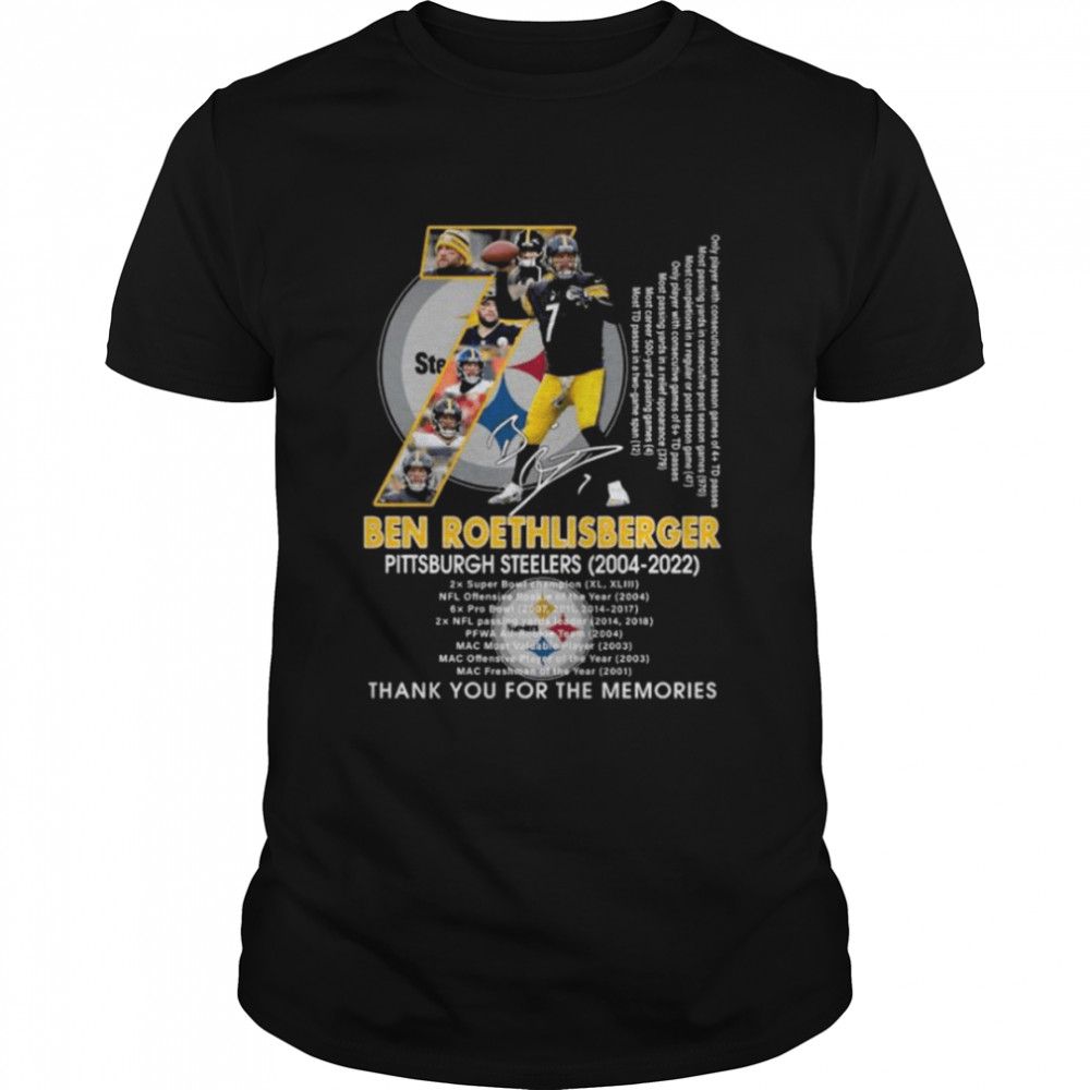 7 ben roethlisberger pittsburgh steelers 2022 thank you for the memories shirt shirt Classic Men's T-shirt