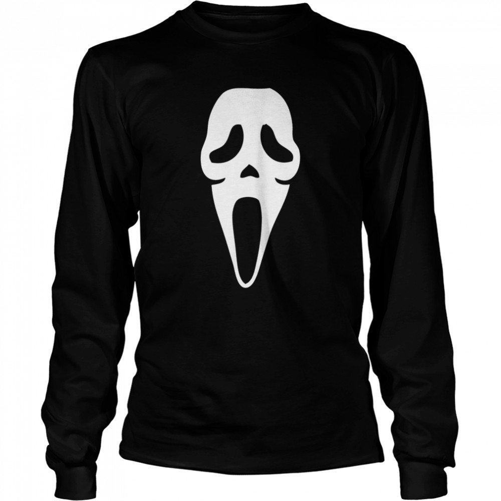 Halloween Ghost Spooky Face Scream Mask Face Long Sleeved T-shirt