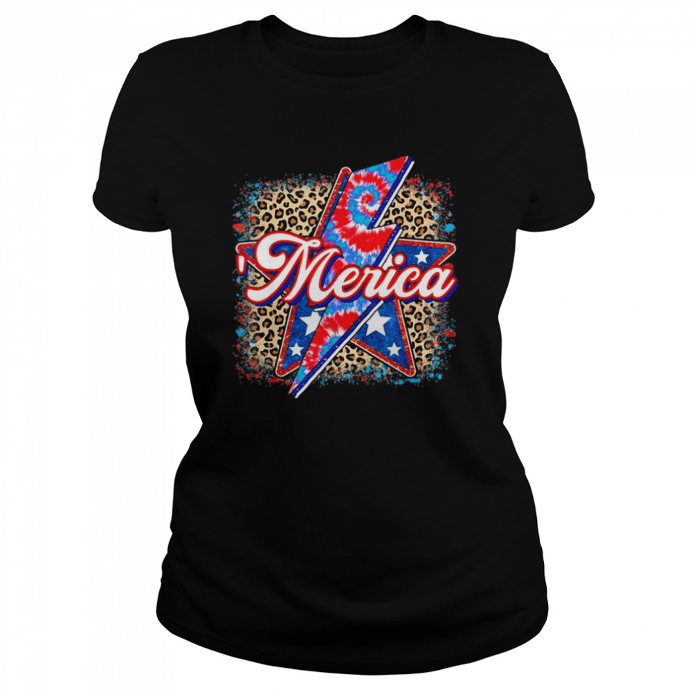 Leopard merica American flag shirt Classic Women's T-shirt
