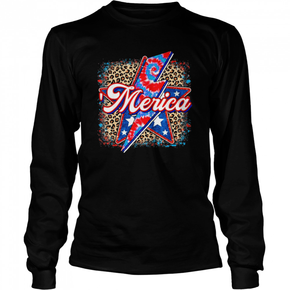 Leopard merica American flag shirt Long Sleeved T-shirt