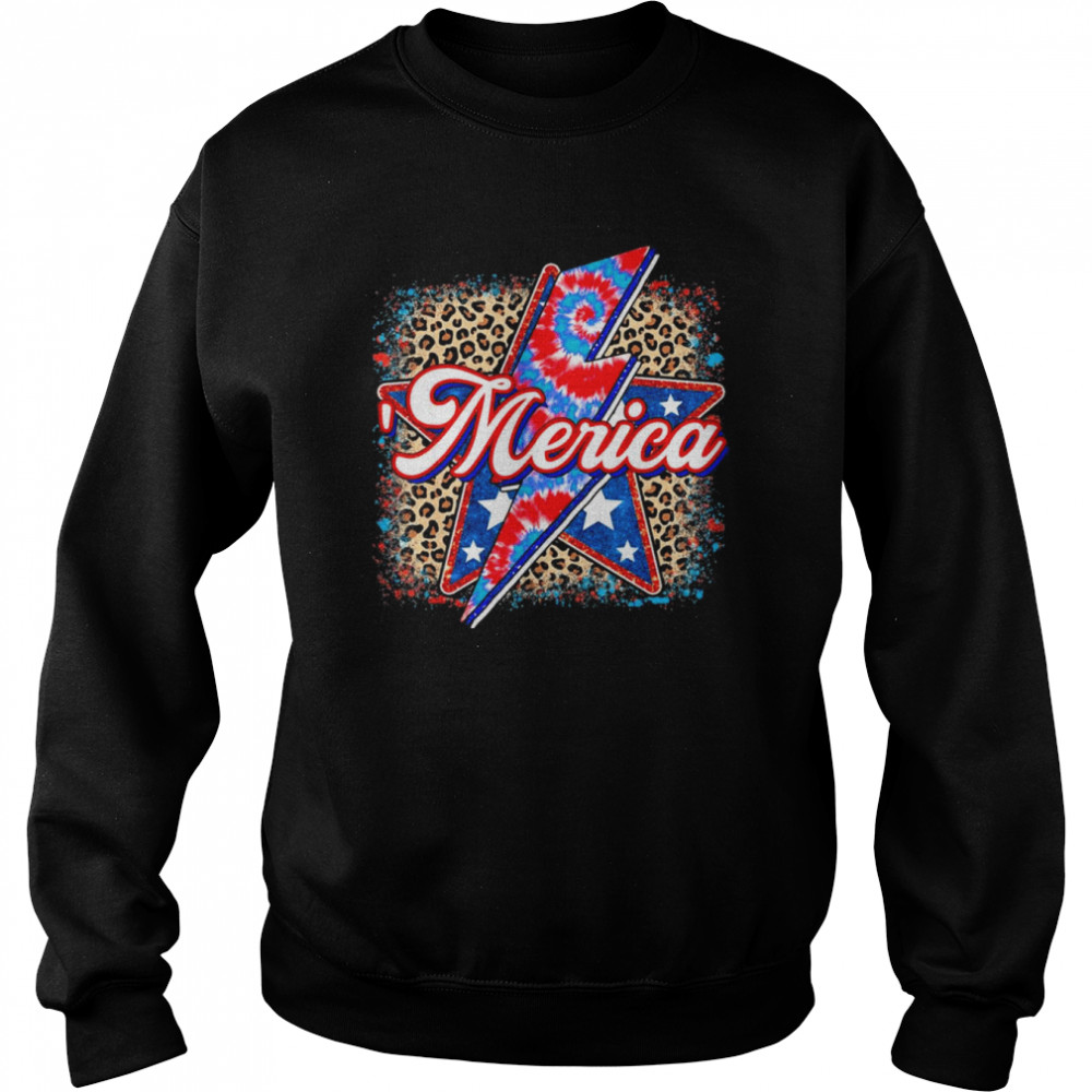 Leopard merica American flag shirt Unisex Sweatshirt