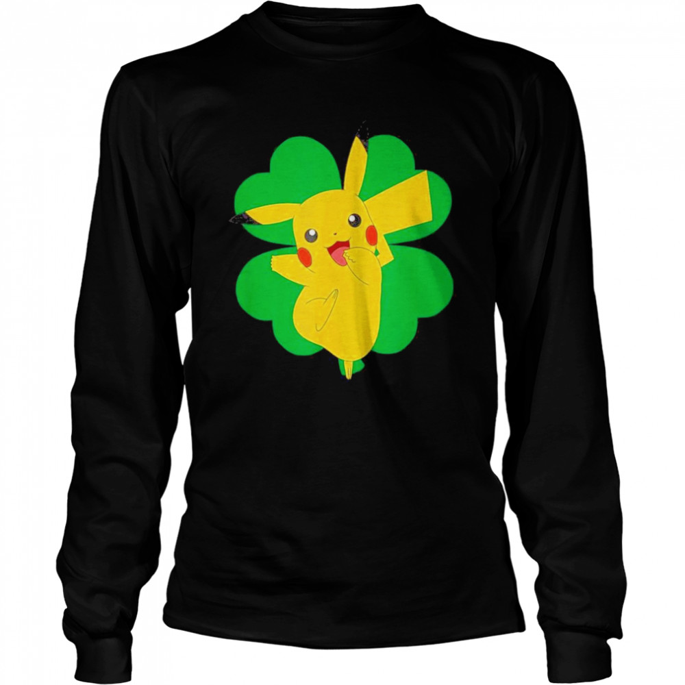Pokemon St Patrick’s Day Lucky Pikachu Long Sleeved T-shirt