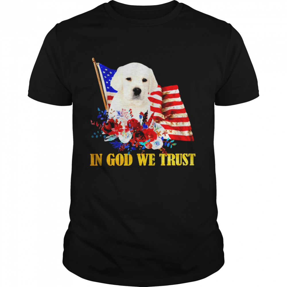 Flower Flag In God We Trust WHITE Labrador Shirt