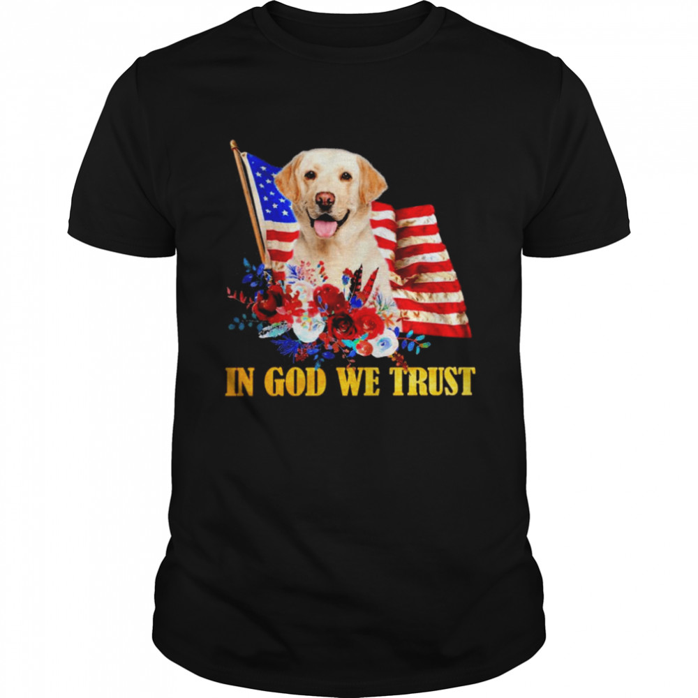Flower Flag In God We Trust YELLOW Labrador Shirt