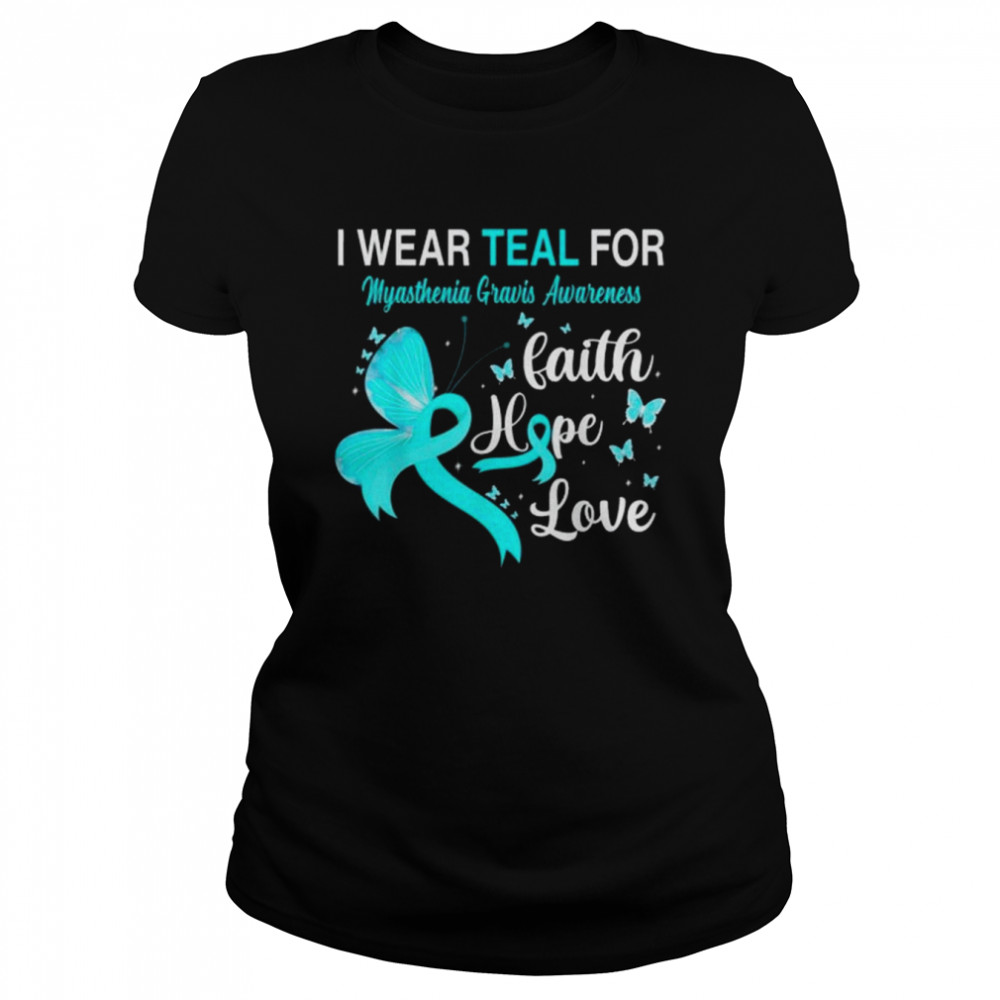 Women Hope Butterfly Myasthenia Gravis Awareness Teal Ribbon T-Shirt Women Hope Butterfly Myasthenia Gravis Awareness Teal Ribbon T-Shirt