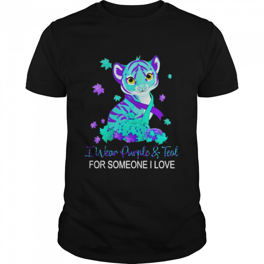 I wear purple and teal for someone I love suicide awareness shirt Classic Men's T-shirt