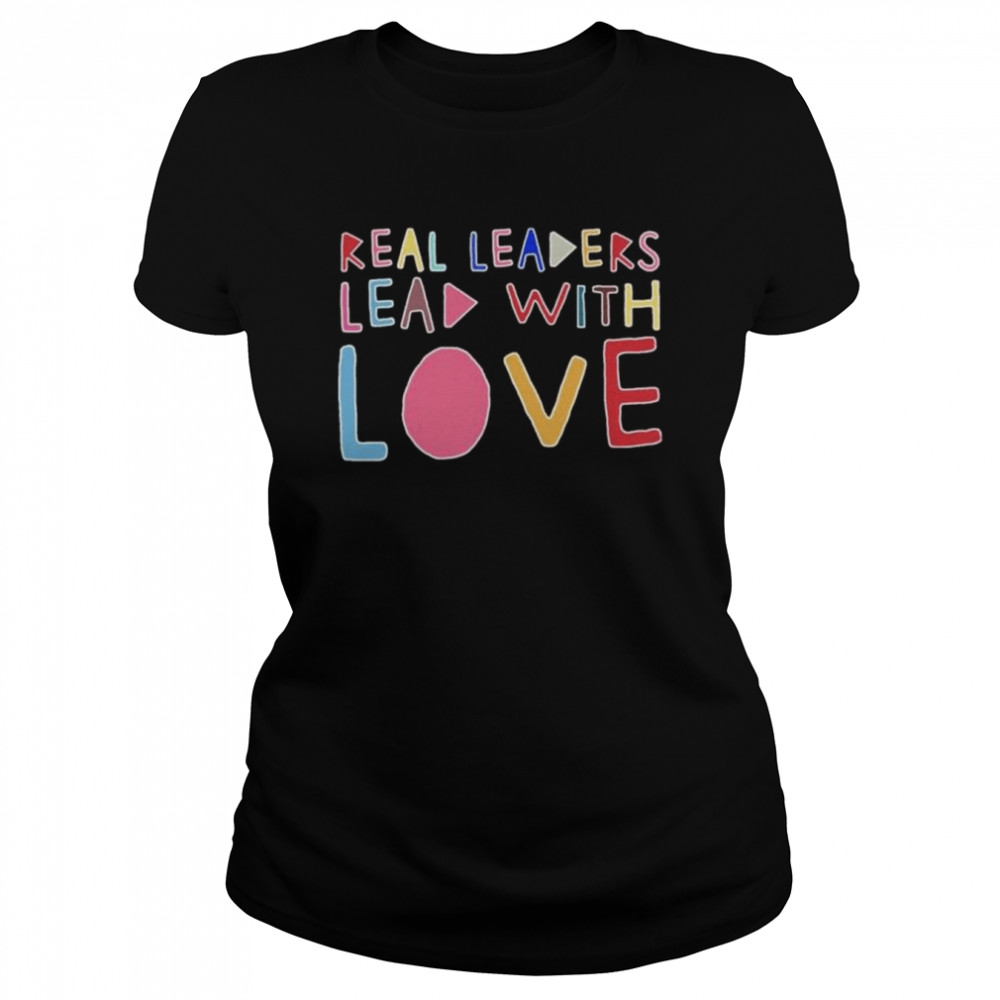 Kamala harris and douglas emhoff wearing real leaders lead with love pride 2022 shirt Classic Women's T-shirt