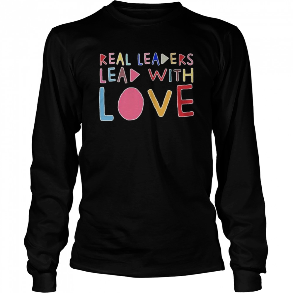 Kamala harris and douglas emhoff wearing real leaders lead with love pride 2022 shirt Long Sleeved T-shirt