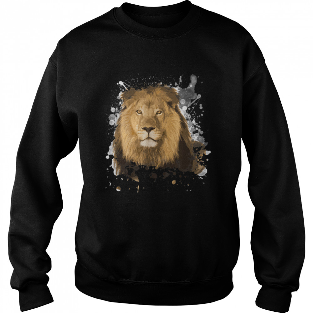 Lion Big Cat Wildlife Nature Watercolor Spirit Animal Lover T-Shirt  B0B4W8K4ZP - T Shirt Classic