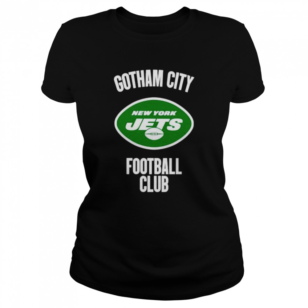 New York Jets Gotham City Football T-Shirt from Homage. | Officially Licensed Vintage NFL Apparel from Homage Pro Shop.