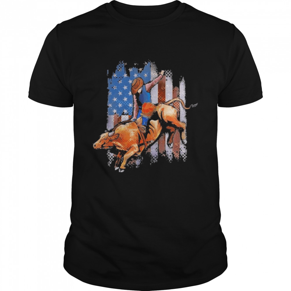 Rodeo Bull Riding American Flag Classic Men's T-shirt