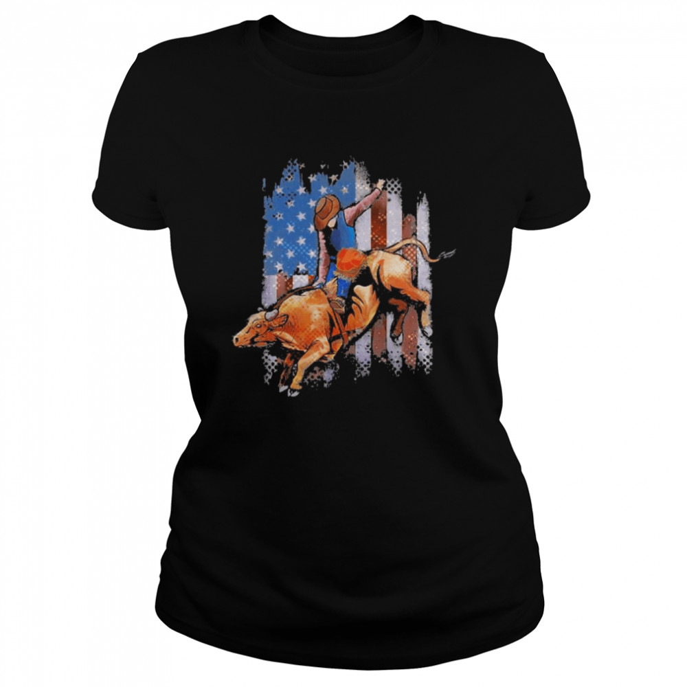 Rodeo Bull Riding American Flag Classic Women's T-shirt