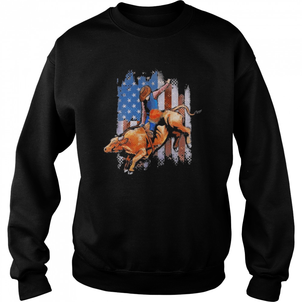 Rodeo Bull Riding American Flag Unisex Sweatshirt