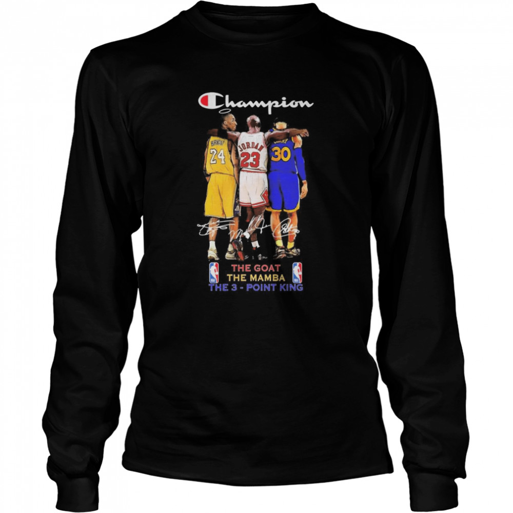 The Champion NBA Legend Players The Goat The Mamba And The 3-Point King Signatures Long Sleeved T-shirt