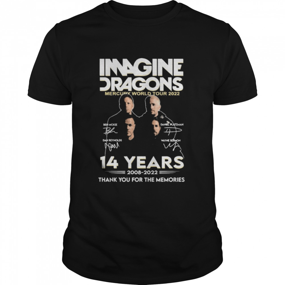The World Tour 2022 Image Dragons Mercury 14 Years 2008-2022 Signatures Thank You For The Memories  Classic Men's T-shirt