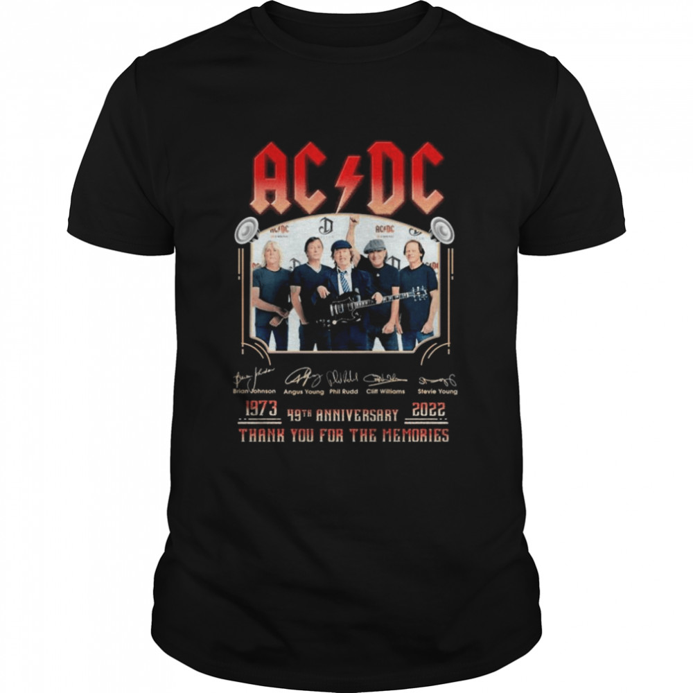 AC DC 1973-2022 49th Anniversary Thank You For The Memories Signatures Shirt